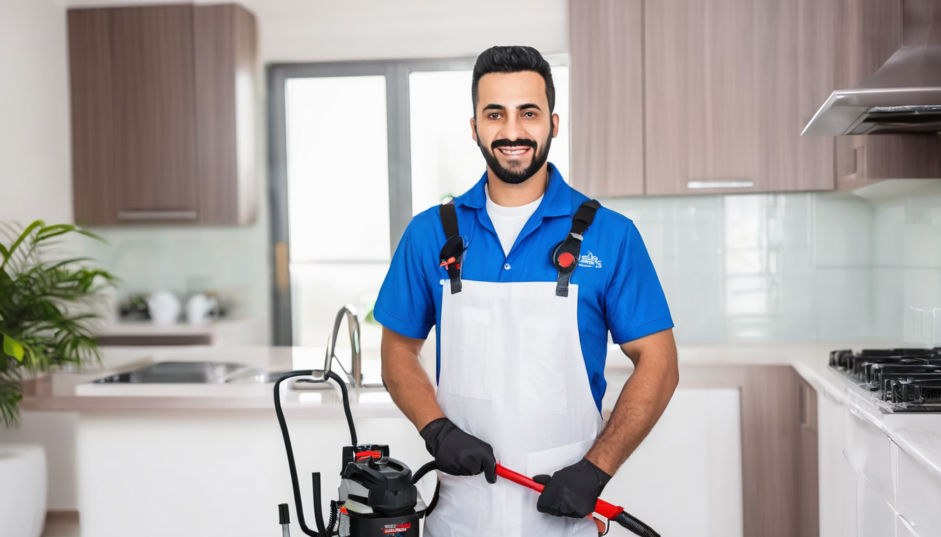 Best Pest Control Service in Al Nahda - professional technician conducting inspection in Dubai kitchen