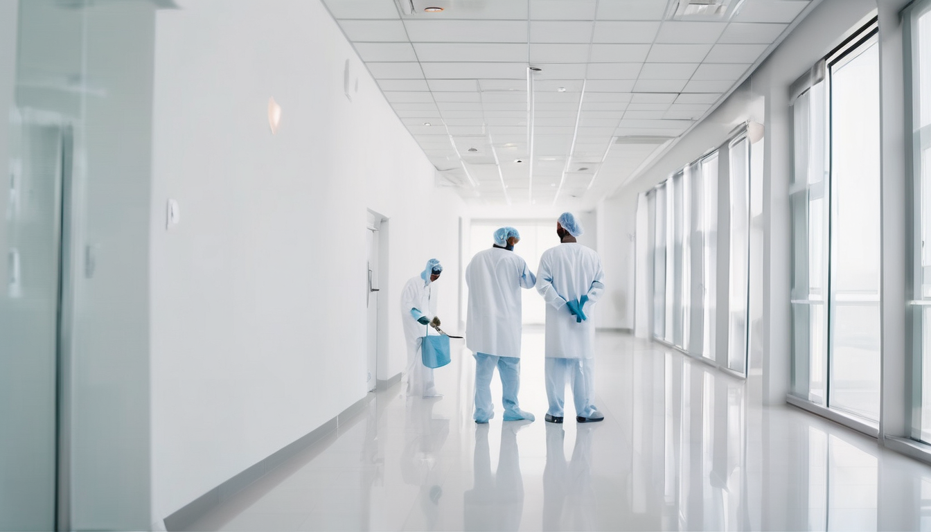 Healthcare Facility Pest Management Dubai - technician inspecting hospital kitchen area